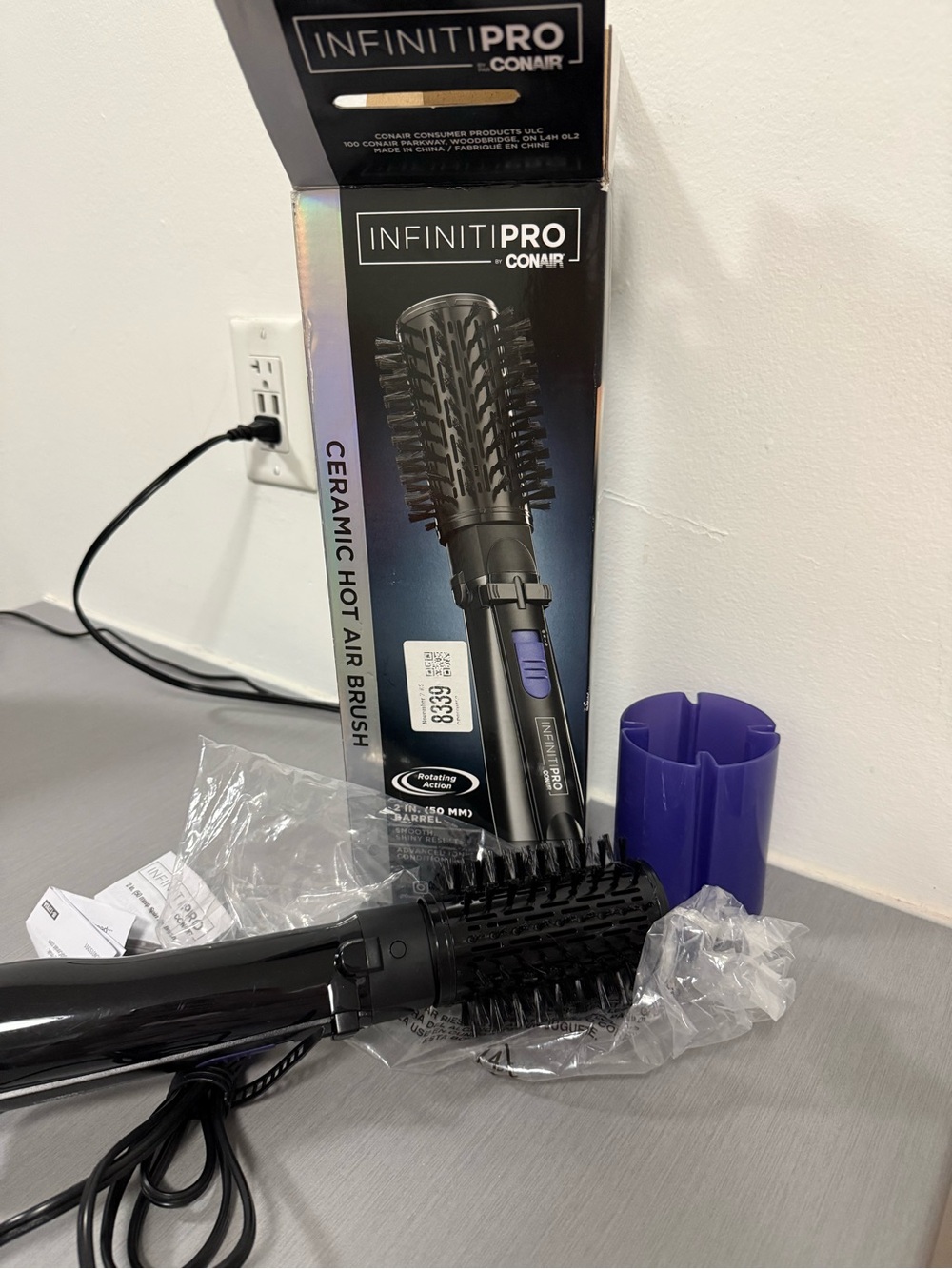 InfinitiPro by Conair Spin Air Rotating Styler 2” | Hot Air Brush Black Open Box